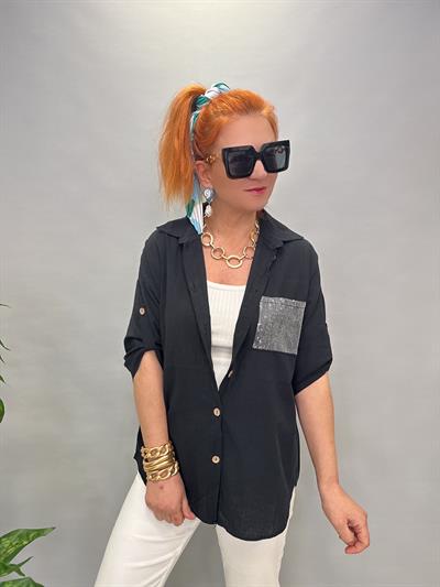 BYZ MNS 8045 PAMUKLU BLUZ SİYAH