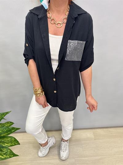 BYZ MNS 8045 PAMUKLU BLUZ SİYAH