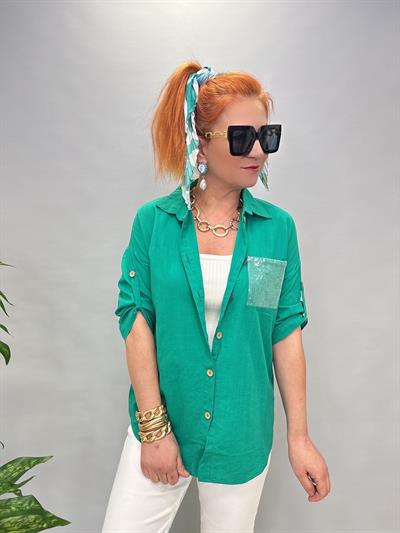 BYZ MNS 8045 PAMUKLU BLUZ YEŞİLİN TONU