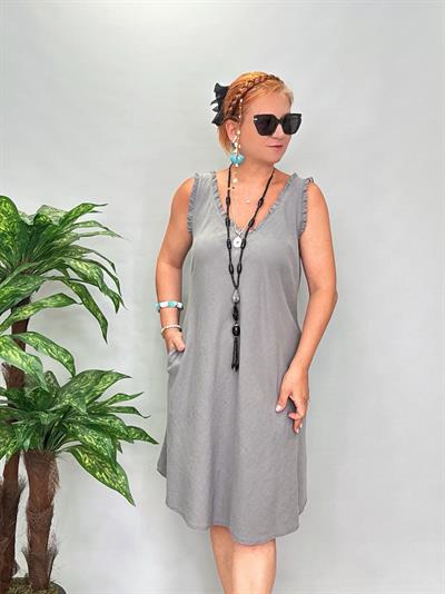 8052 Pamuklu Elbise Gri