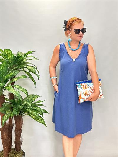 8052 Pamuklu Elbise Mavi