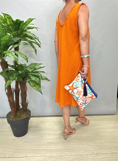 8052 Pamuklu Elbise Turuncu