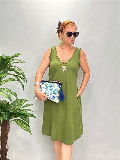 8052 Pamuklu Elbise Yeşil