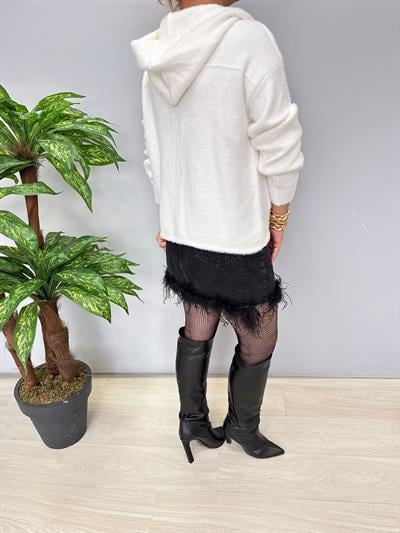 8058 Likralı Angora Hırka Beyaz