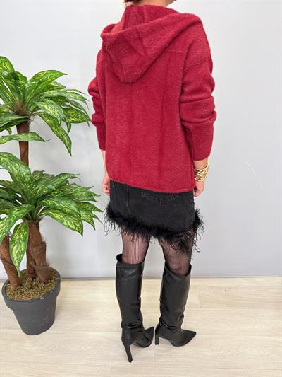 8058 Likralı Angora Hırka Bordo