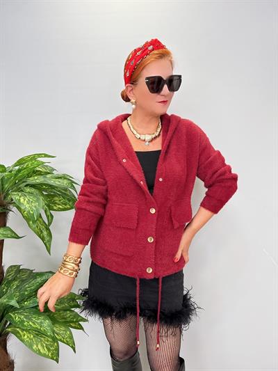 8058 Likralı Angora Hırka Bordo