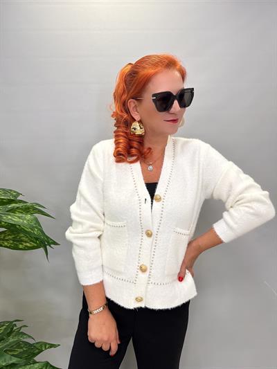 8059 Angora Hırka/Ceket Beyaz