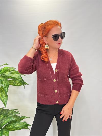 8059 Angora Hırka/Ceket Bordo