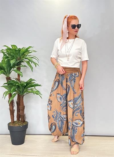 8075 İTALYAN ŞAL DESEN ŞALVAR KAHVE 