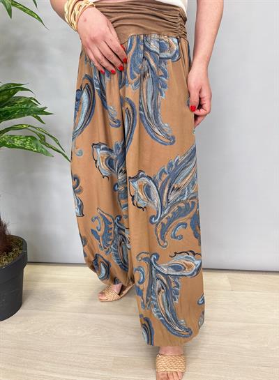 8075 İTALYAN ŞAL DESEN ŞALVAR KAHVE 