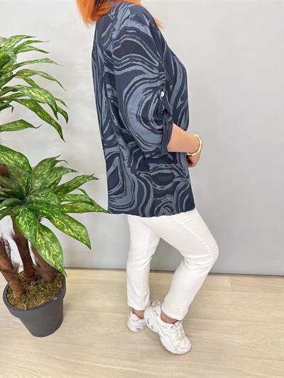 8085 İTALYAN PAMUKLU VİSKON BLUZ LACİVERT