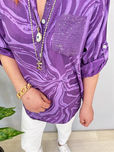 8085 İTALYAN PAMUKLU VİSKON BLUZ MOR