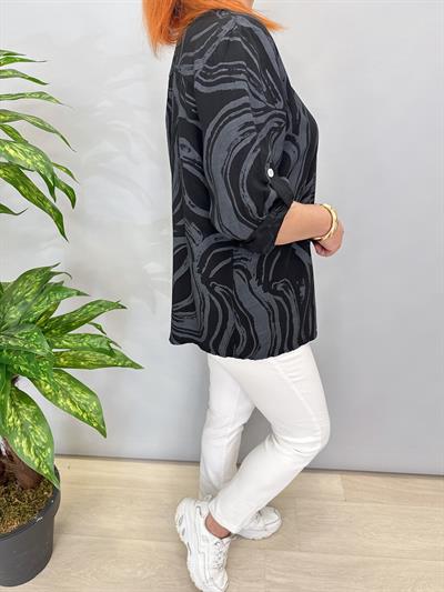 8085 İTALYAN PAMUKLU VİSKON BLUZ SİYAH