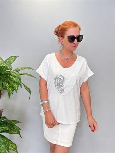 8210 Italyan Likralı Pamuklu Bluz Beyaz