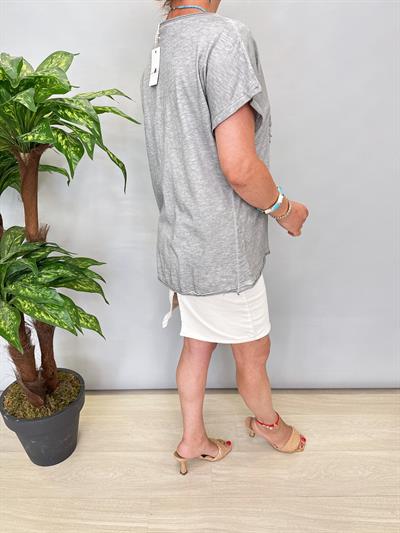 8210 Italyan Likralı Pamuklu Bluz Gri