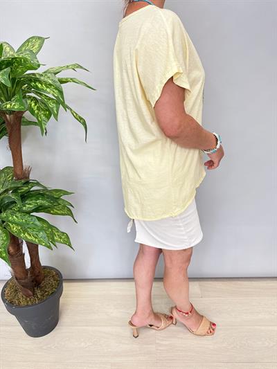 8210 Italyan Likralı Pamuklu Bluz Sarı