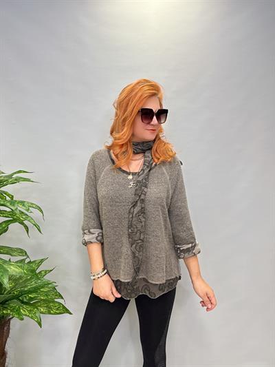 83643 İTALYAN FULARLI TRİKO KAHVE 46 BEDENE KADAR UYUMLU