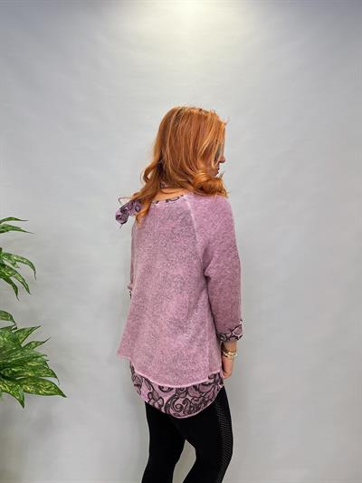 83643 İTALYAN FULARLI TRİKO LİLA  46 BEDENE KADAR UYUMLU