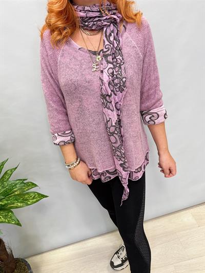 83643 İTALYAN FULARLI TRİKO LİLA  46 BEDENE KADAR UYUMLU