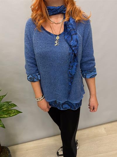 83643 İTALYAN FULARLI TRİKO MAVİ  46 BEDENE KADAR UYUMLU