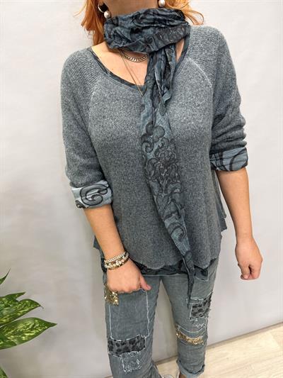 83643 İTALYAN FULARLI TRİKO TURKUAZ  46 BEDENE KADAR UYUMLU