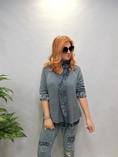 83643 İTALYAN FULARLI TRİKO TURKUAZ  46 BEDENE KADAR UYUMLU