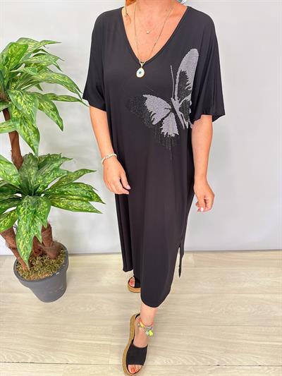 8452 Salaş Model Elbise Siyah