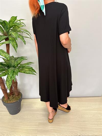 8453 Salaş Nakış İşlemeli Elbise Siyah