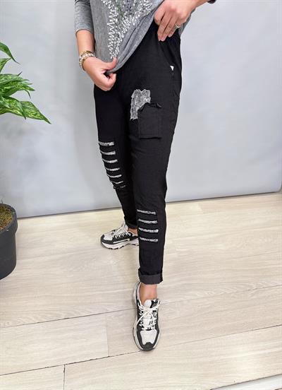8715 İTALYAN PAYET PANTOLON SİYAH 40-48 BEDEN ARASI UYGUNDUR