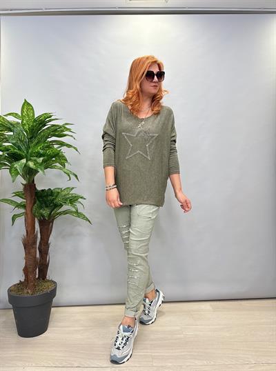 8715 İTALYAN PAYET PANTOLON YEŞİL 40-48 BEDEN ARASI UYGUNDUR