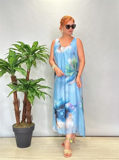 8822 Italyan İpek Elbise Açık Mavi