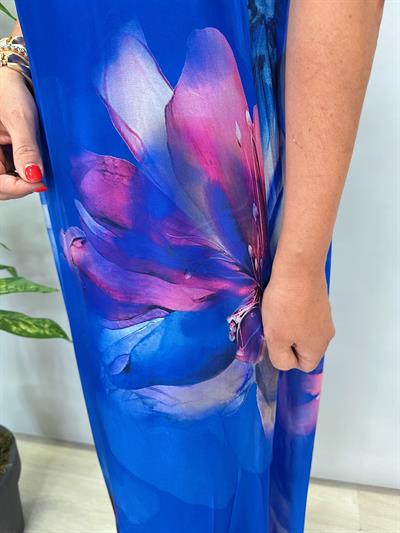 8822 Italyan İpek Elbise Mavi