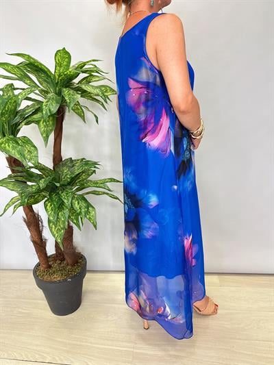 8822 Italyan İpek Elbise Mavi