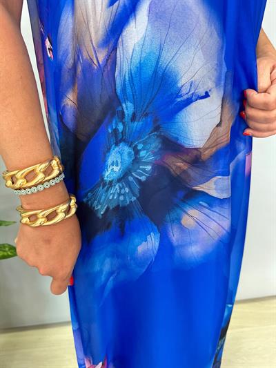 8822 Italyan İpek Elbise Mavi