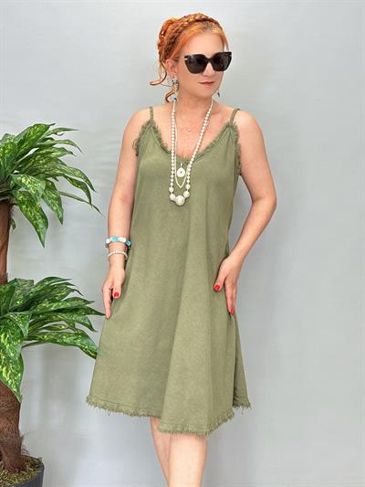 8823 Pamuklu Elbise Haki