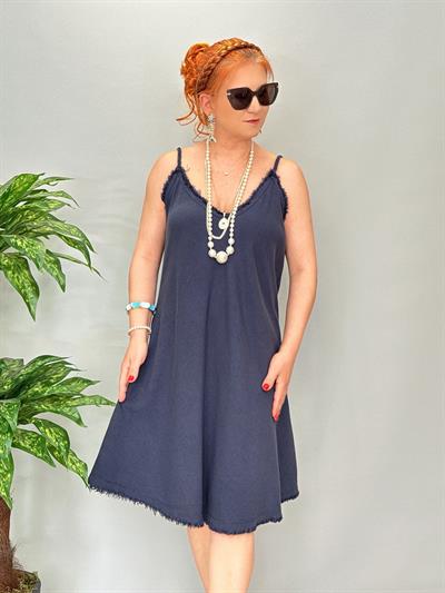 8823 Pamuklu Elbise Lacivert