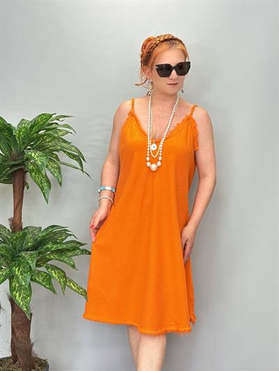 8823 Pamuklu Elbise Turuncu