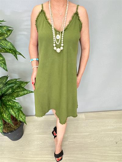 8823 Pamuklu Elbise Yeşil