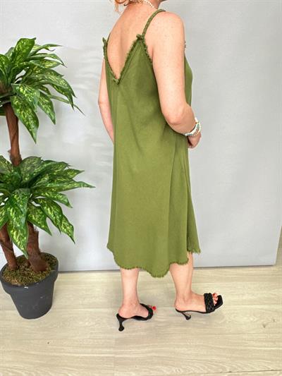 8823 Pamuklu Elbise Yeşil