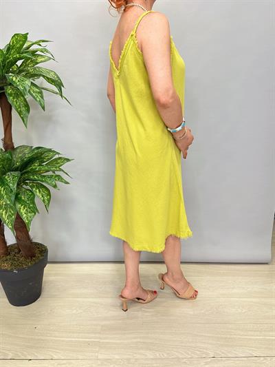 8823 Pamuklu Elbise Yeşil Tonu