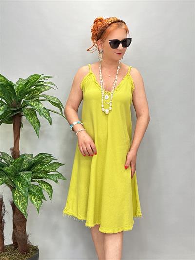 8823 Pamuklu Elbise Yeşil Tonu