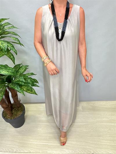 8824 Italyan İpek Elbise Gri