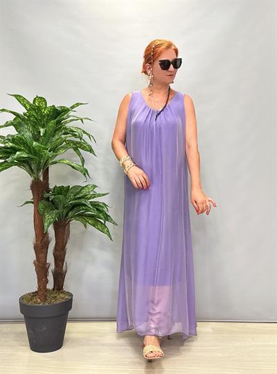 8824 Italyan İpek Elbise Mor