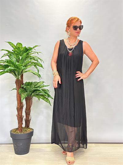 8824 Italyan İpek Elbise Siyah