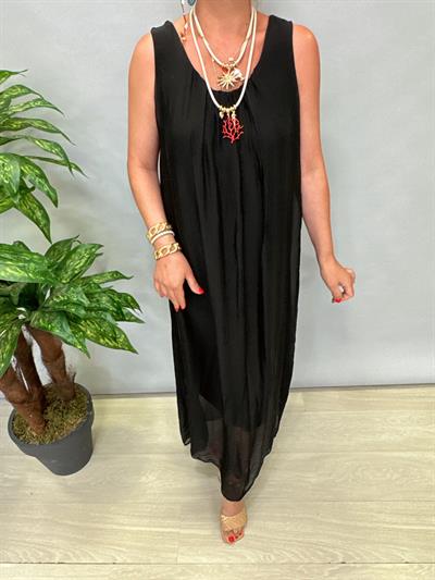 8824 Italyan İpek Elbise Siyah