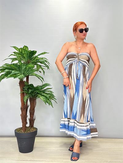 8840 Pamuklu Straplez Elbise 