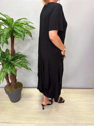 8845 Tasarım Şalvar Görünümlü Elbise Siyah 