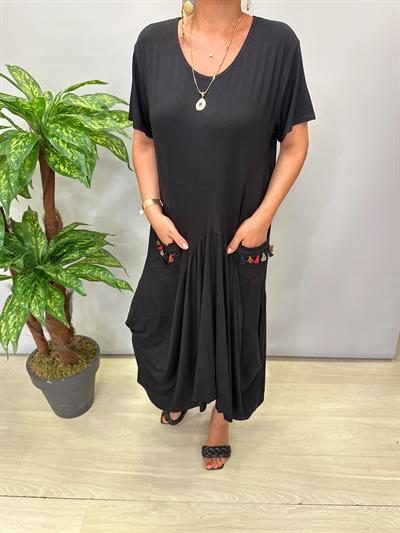 8845 Tasarım Şalvar Görünümlü Elbise Siyah 