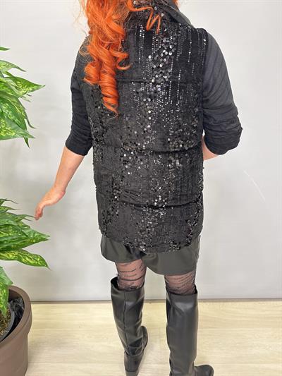 8847 Payet Detaylı Tasarım Şişme Yelek Siyah