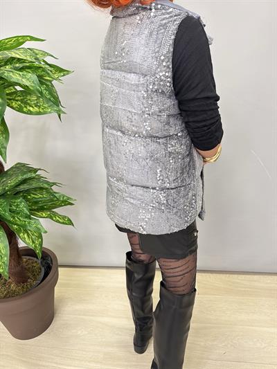 8847 Payet Detaylı Tasarım Şişme Yelek Gri